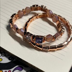 Elegant Rose Gold and Purple Bracelet stretch Set